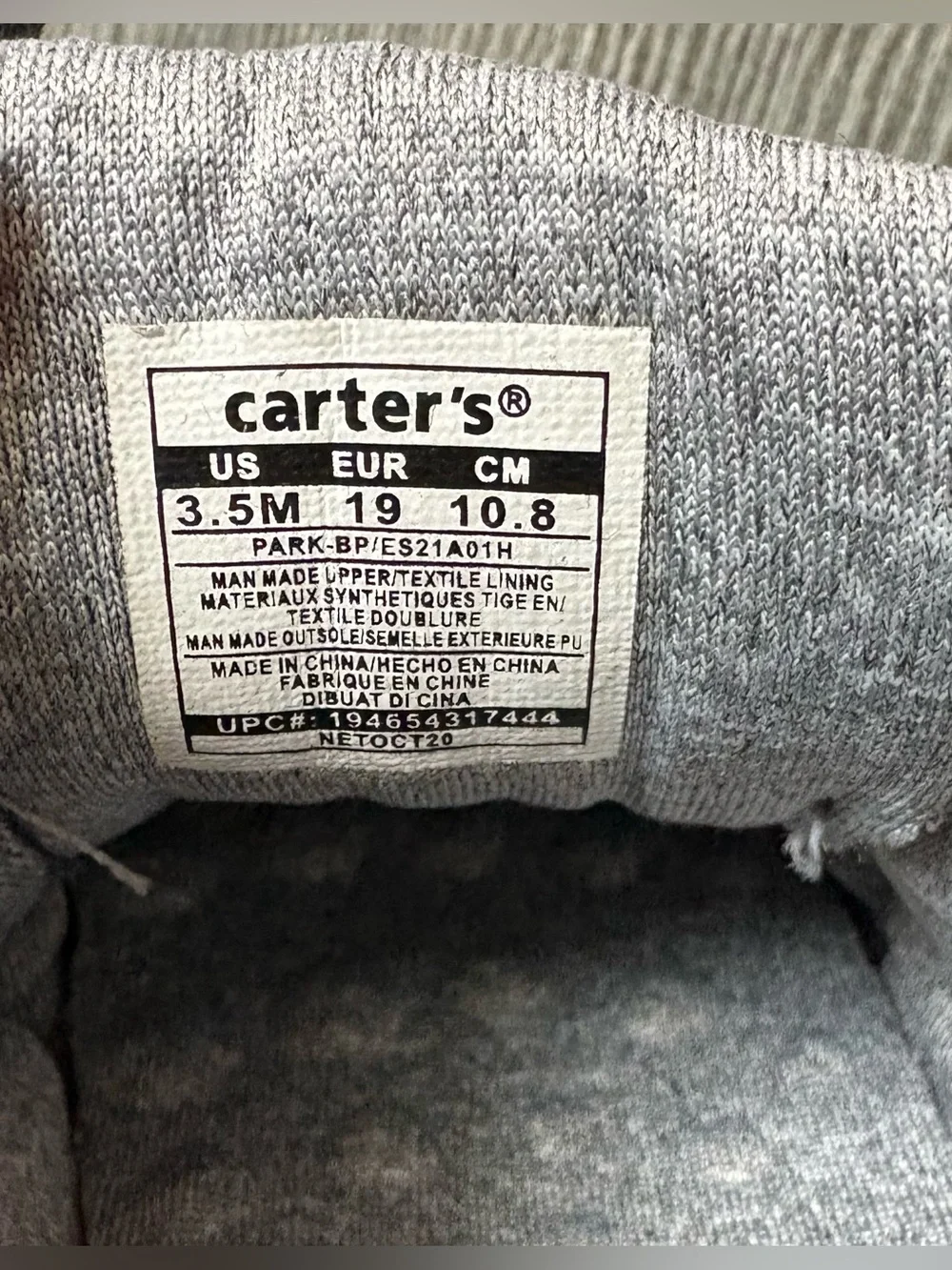 Carter's Navy Toddler Sneakers with White Accent. Size 3.5
